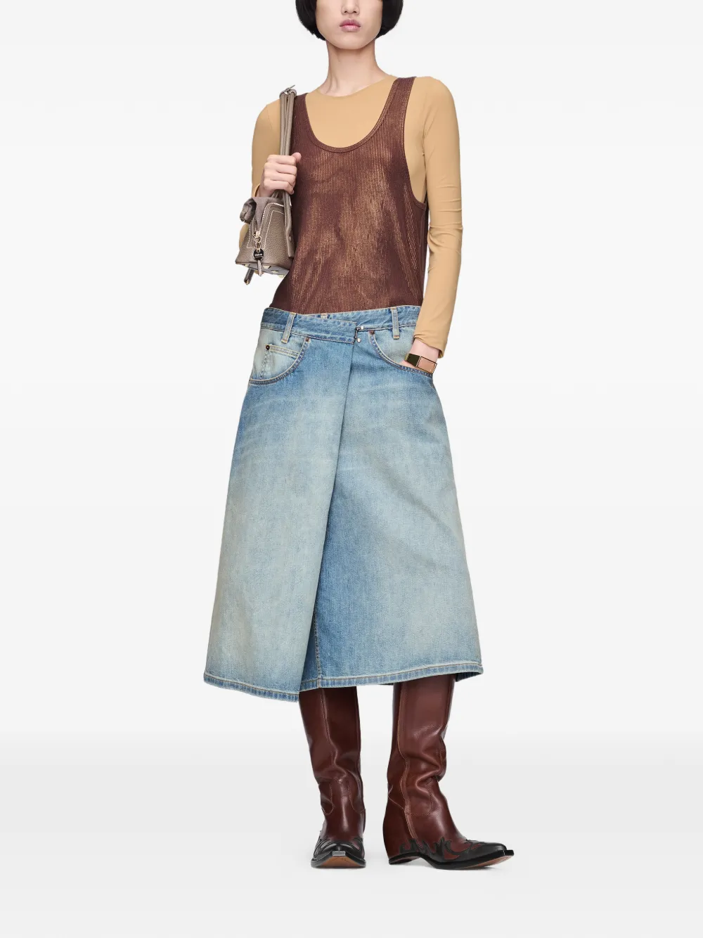 Maison Margiela Geribbelde tanktop Bruin