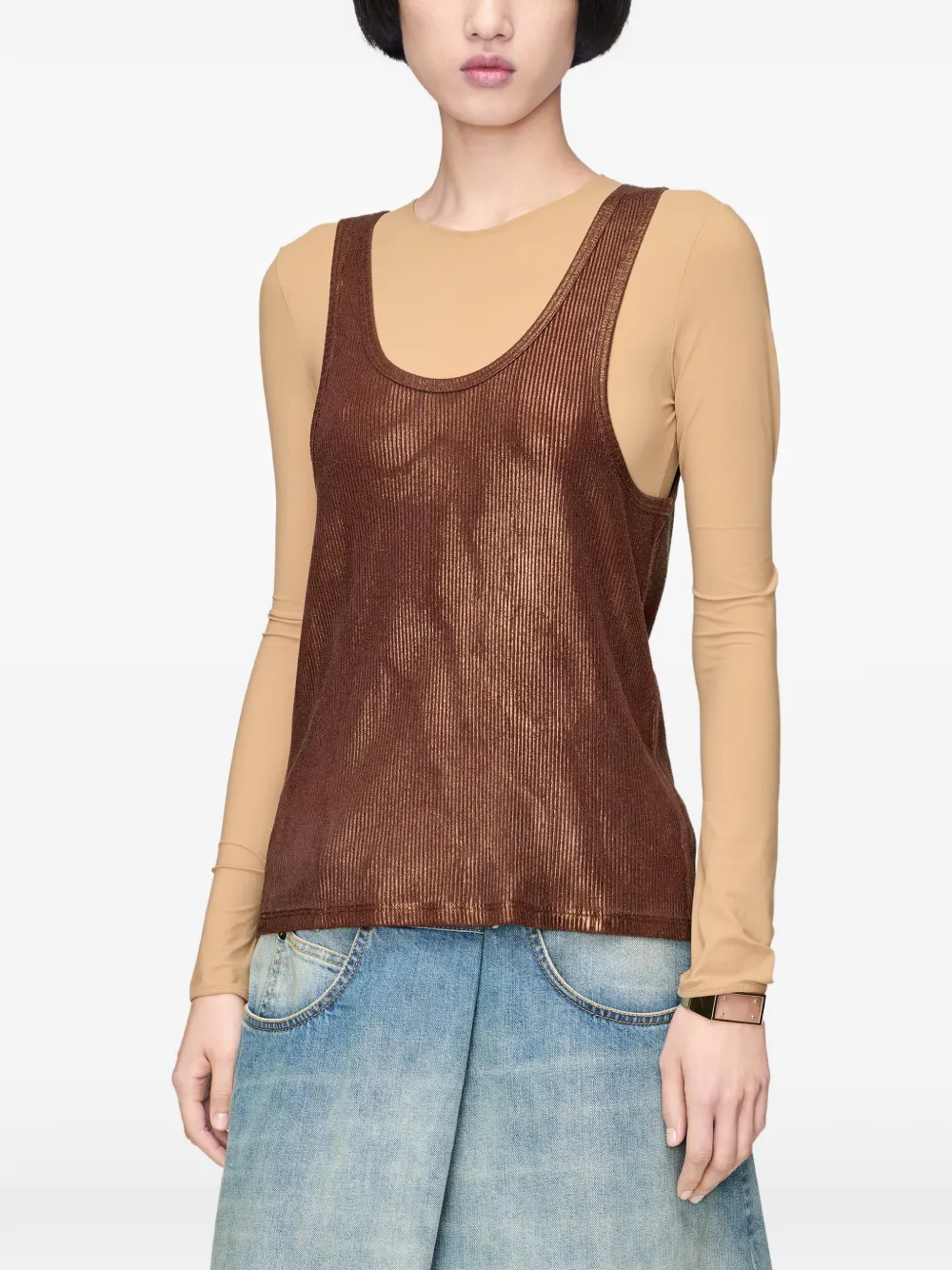 Maison Margiela Geribbelde tanktop Bruin