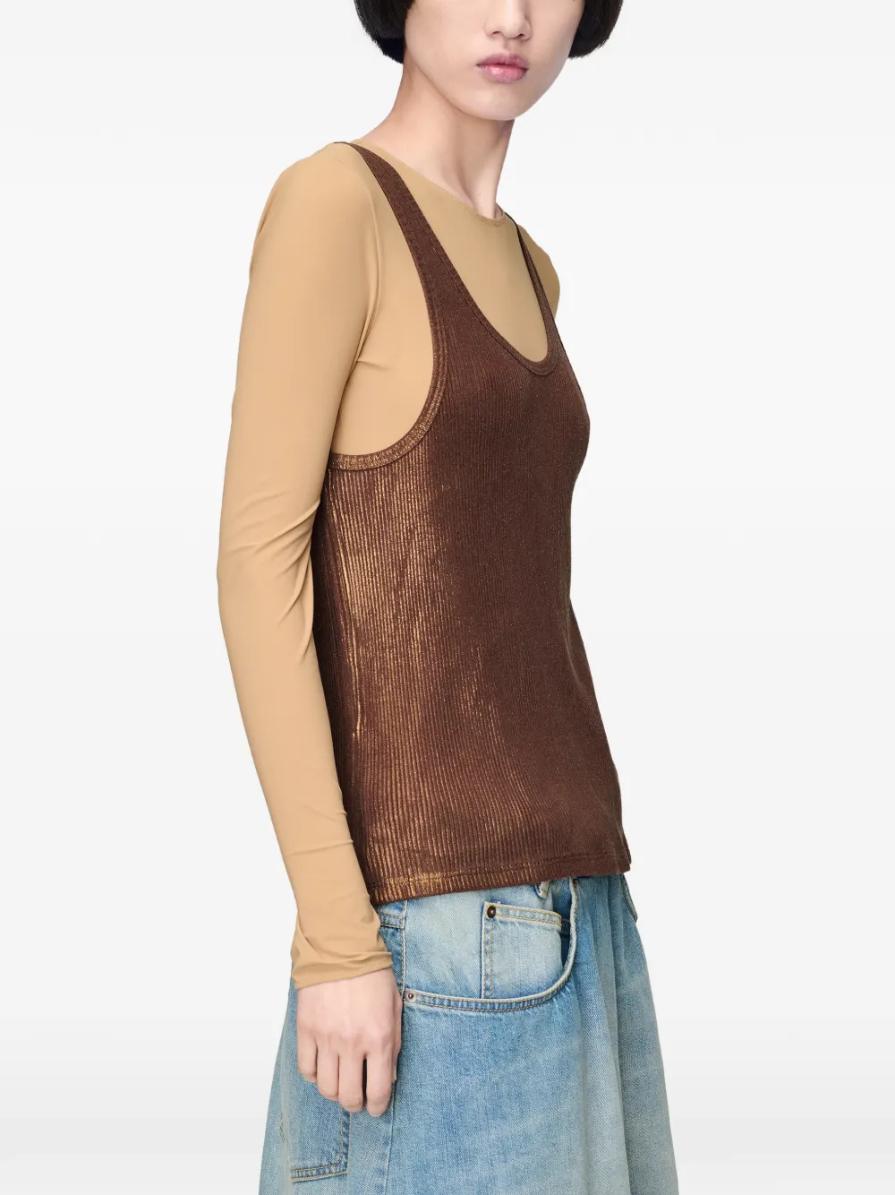 Maison Margiela Geribbelde tanktop Bruin