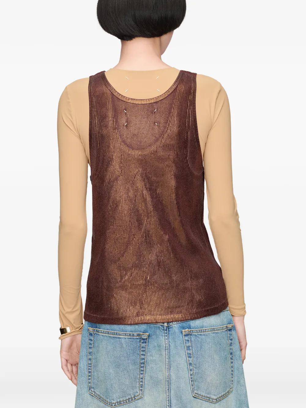 Maison Margiela Geribbelde tanktop Bruin