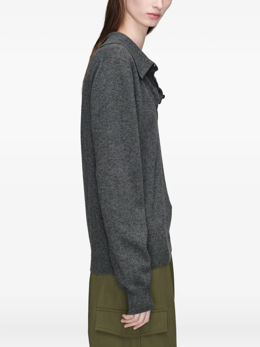 Maison Margiela Wollen polotrui met gedrapeerde kraag Grijs