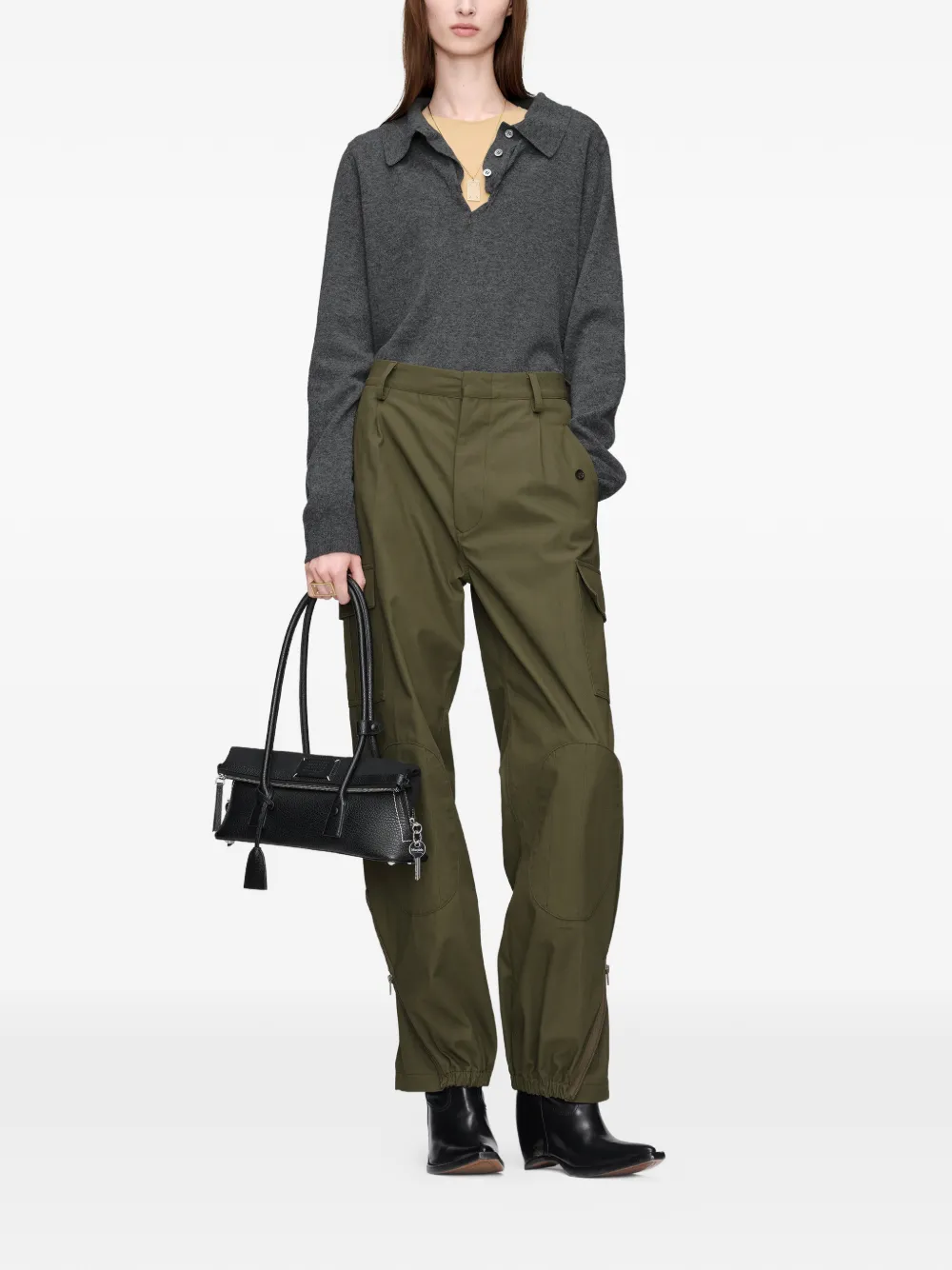 Maison Margiela Wollen polotrui met gedrapeerde kraag Grijs