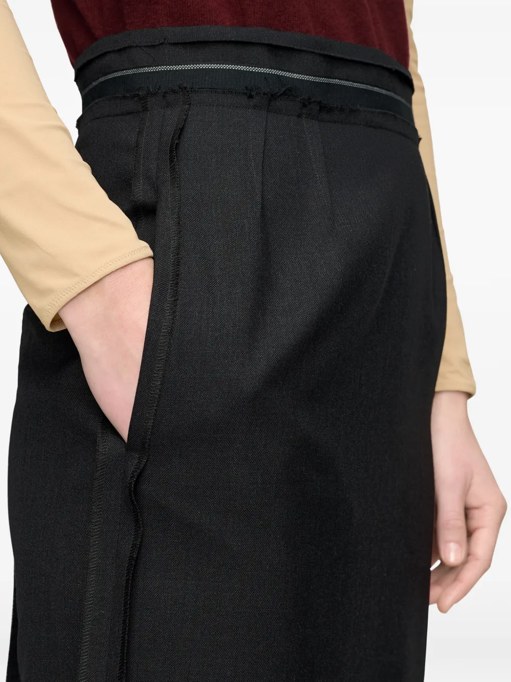 Maison Margiela Four White Stitch geplooide midi-rok Zwart