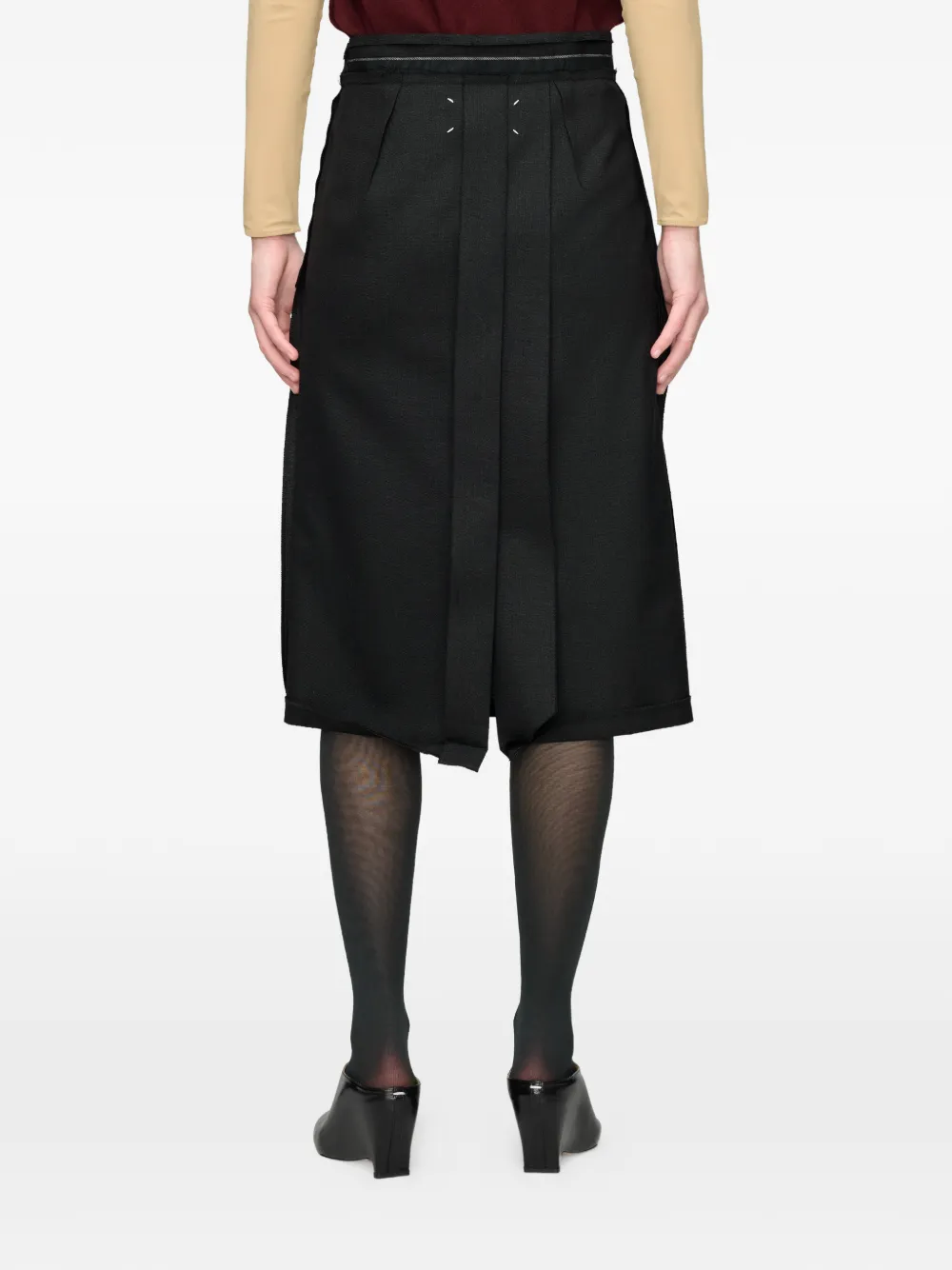 Maison Margiela Four White Stitch geplooide midi-rok Zwart