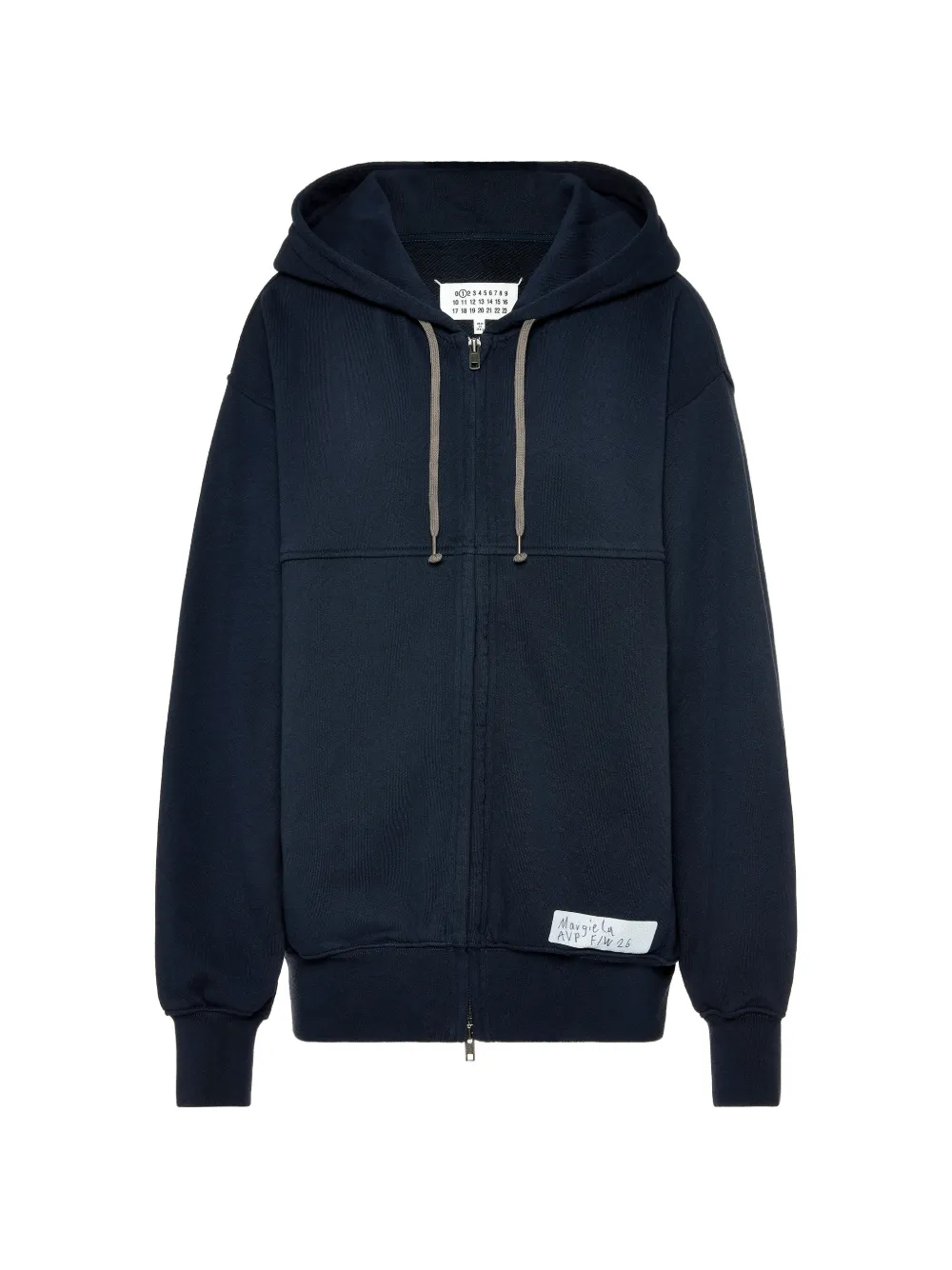 Maison Margiela Felpa con stampa grafica, zip e cappuccio - Blu