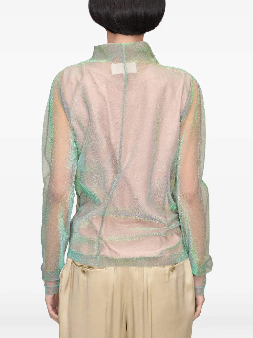 Maison Margiela Glanzend mesh T-shirt met lange mouwen Groen