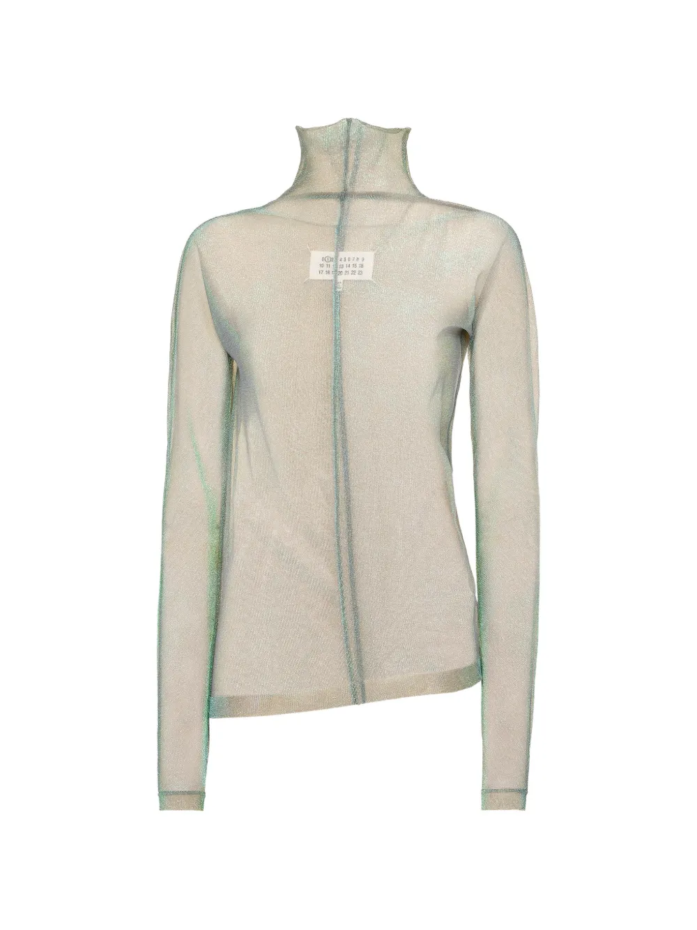 Maison Margiela shimmer-knit mesh long-sleeve T-shirt - Green