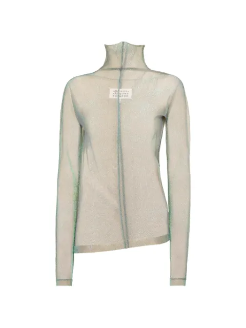 Maison Margiela shimmer knit draped longsleeve top