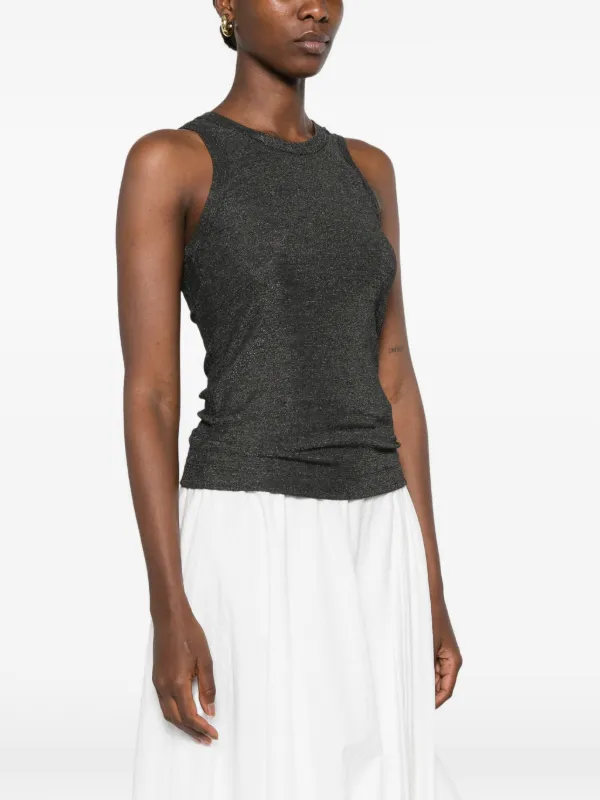 Brunello cucinelli トップス　ダークグレー Brunello Cucinelli metallic-effect Sleeveless Top | Grey | FARFETCH