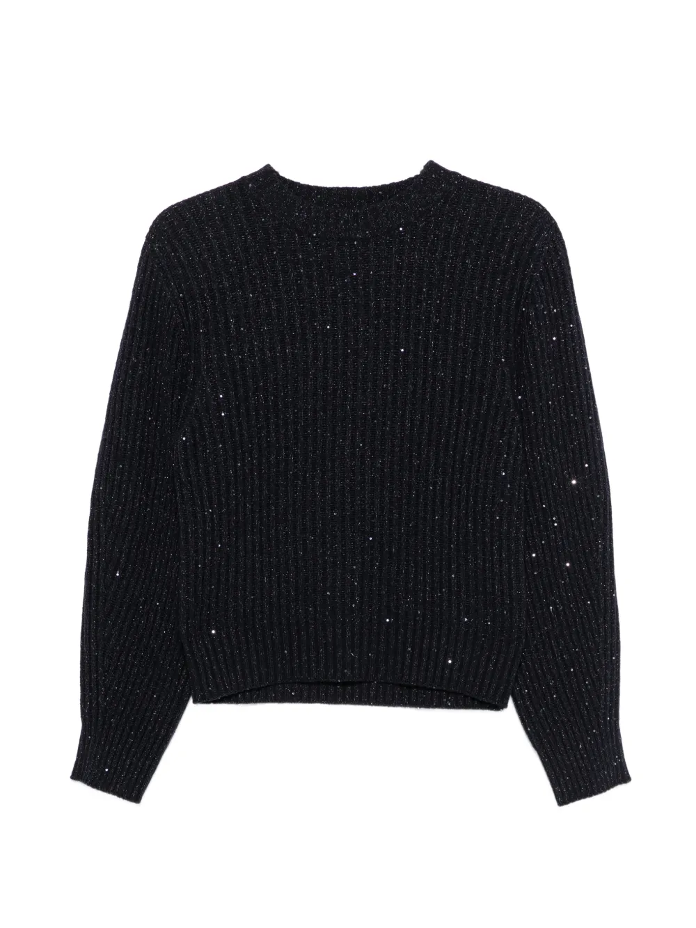 Brunello Cucinelli sequin-embellished ribbed-knit sweater - Blue