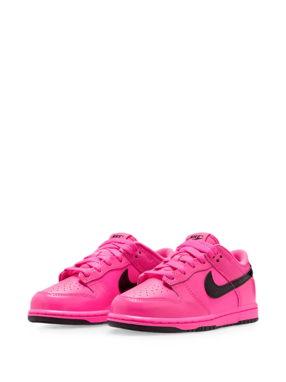 Nike Kids Dunk Low patent-leather sneakers Roze