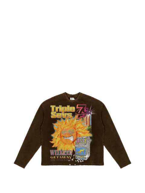 Triple Sevens graphic-print waffle-knit sweater