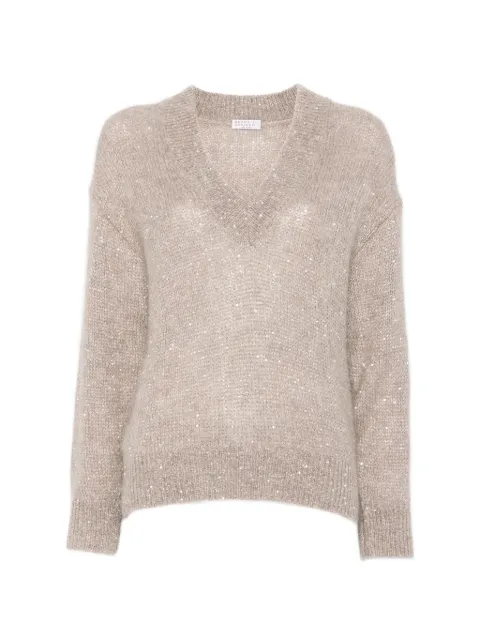 Brunello Cucinelli — sequin-embellished V-neck sweater