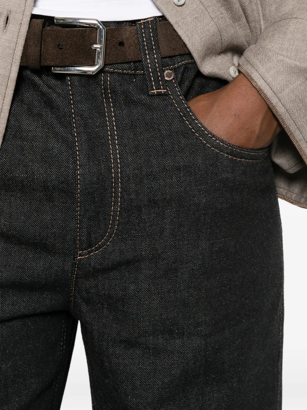 Brunello Cucinelli Jeans met contrasterende stiksels Zwart