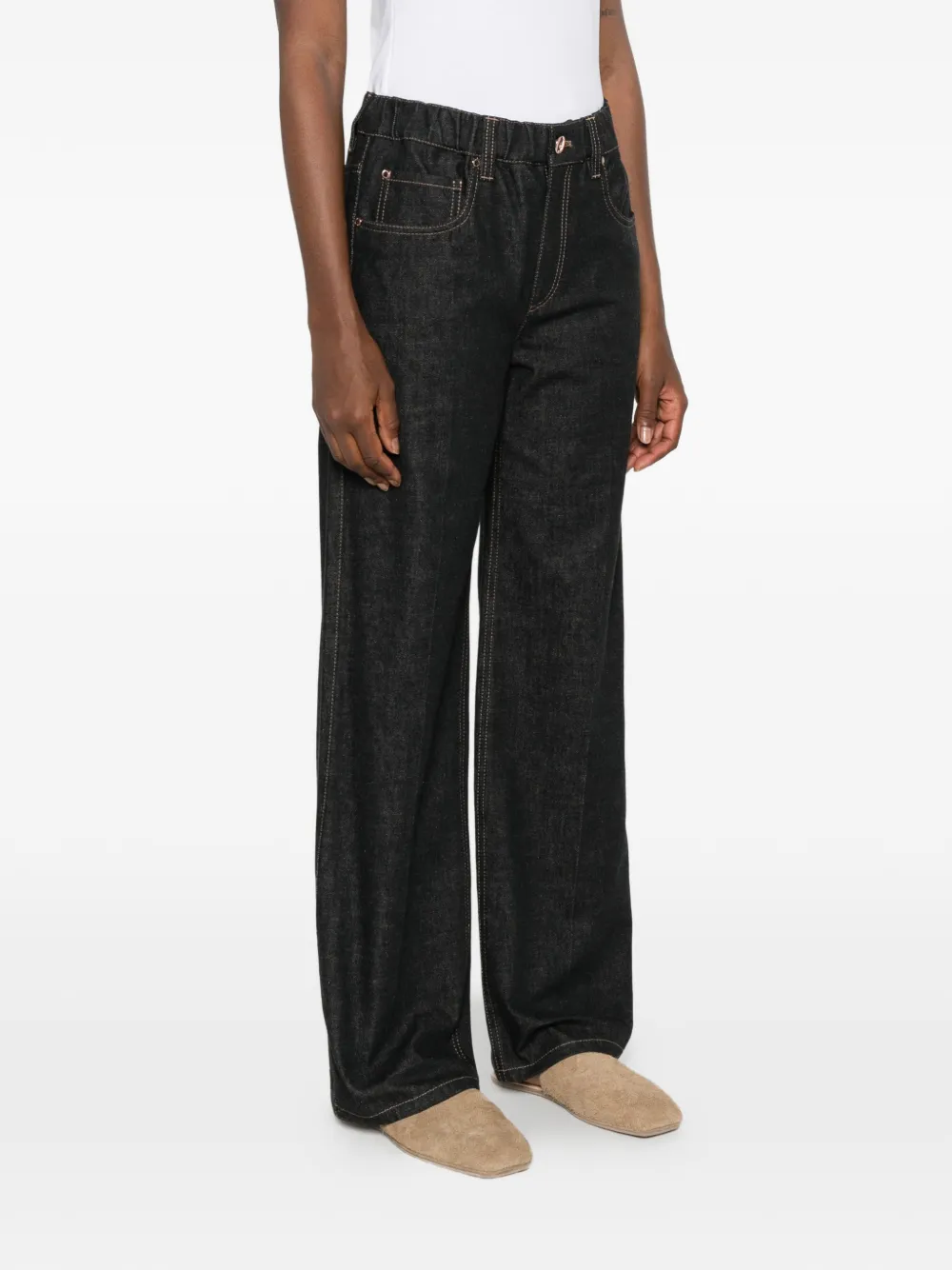 Brunello Cucinelli Jeans met contrasterende stiksels Zwart