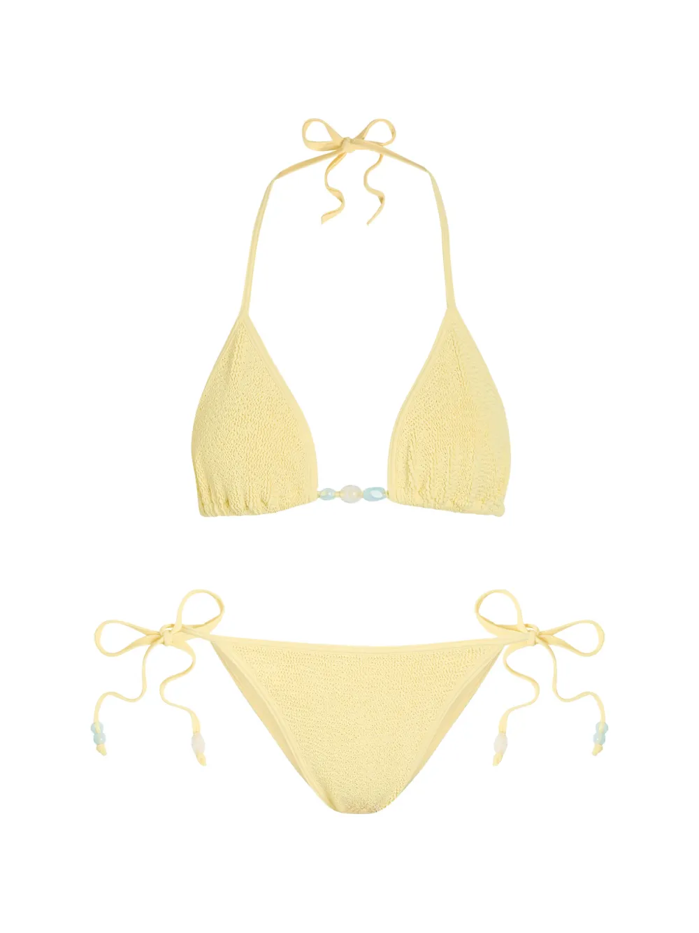 Hunza G Gina beaded crinkle-effect bikini - Giallo