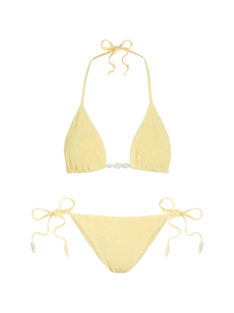 Hunza G Gina beaded crinkle-effect bikini