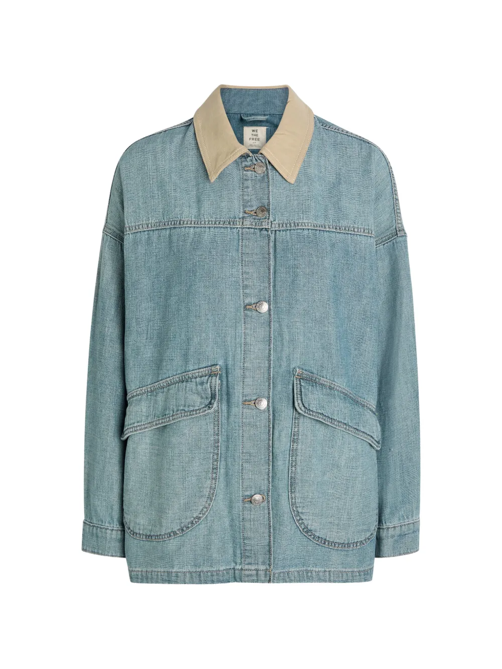 Free People We The Free Lemon contrast-collar denim jacket - Blu