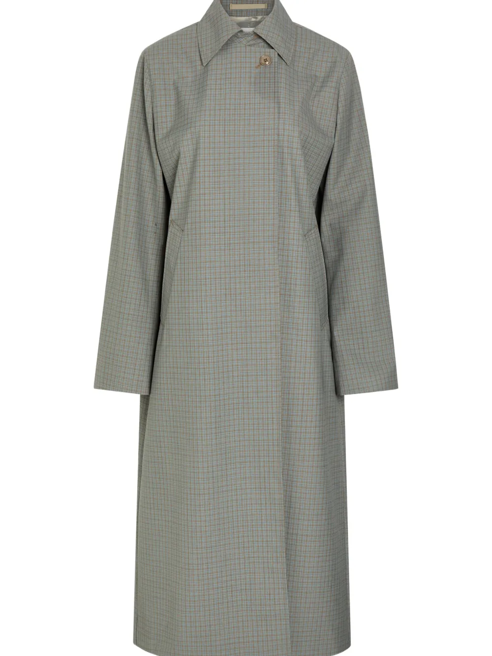 OUR LEGACY Capital geruite trenchcoat met enkele rij knopen Grijs