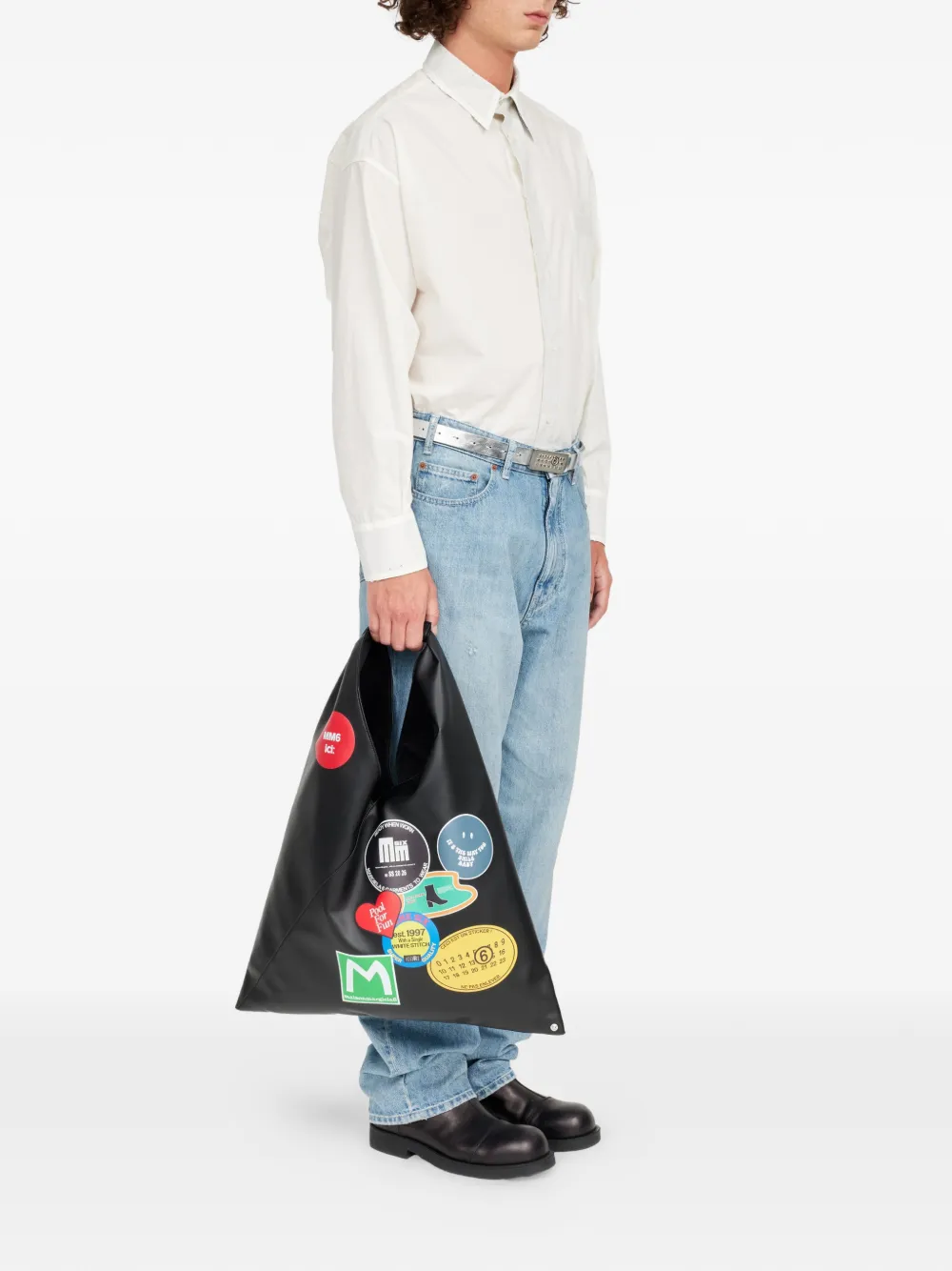 MM6 Maison Margiela Japanese shopper met stickerprint Zwart