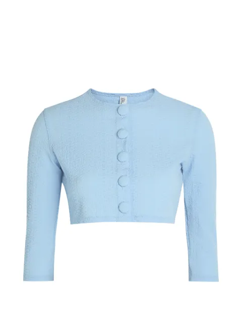 Lisa Marie Fernandez seersucker cropped-cardigan bikini top