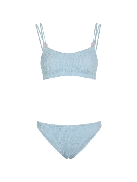 Hunza G Cassie beaded crinkle-effect bikini