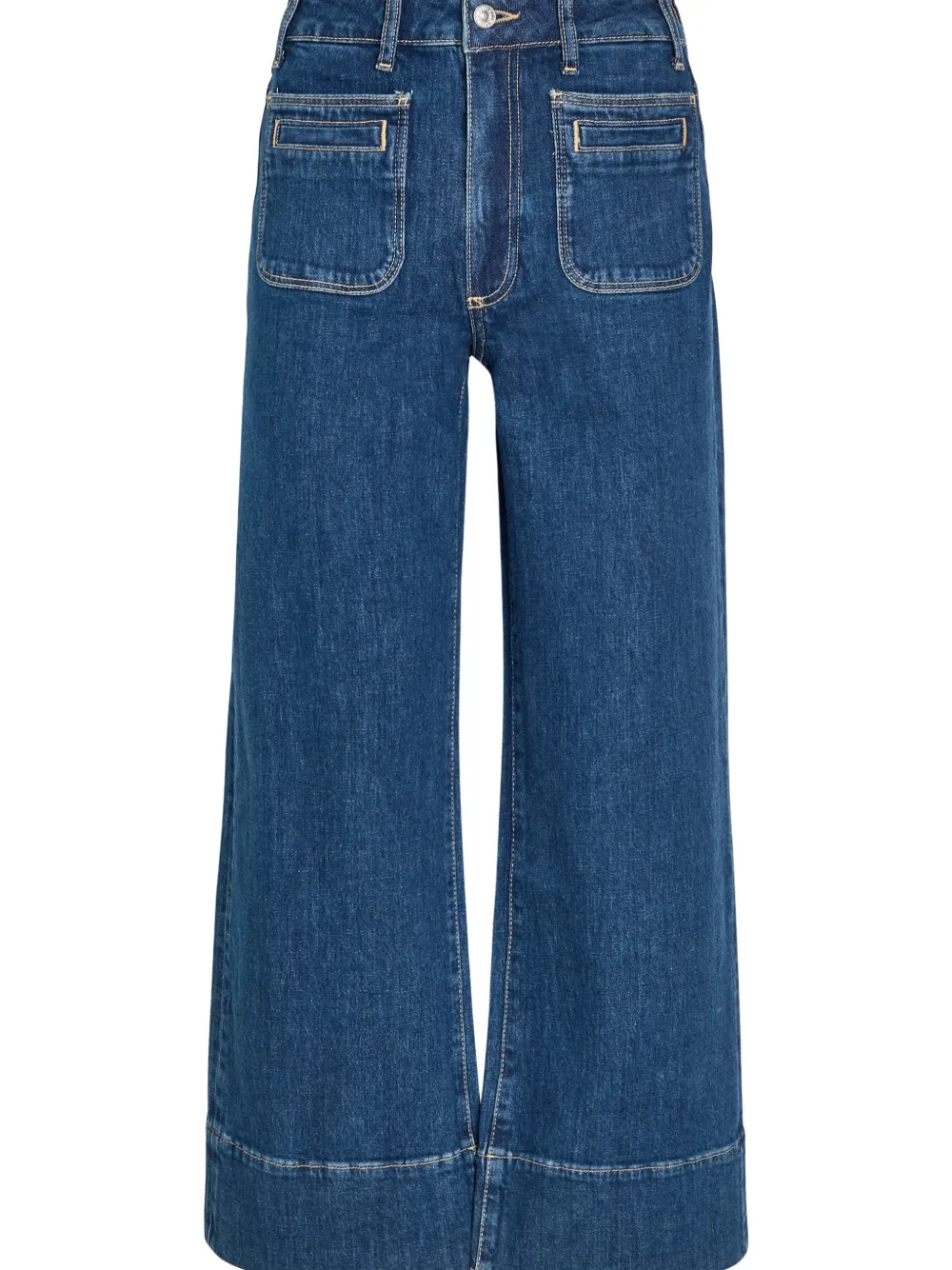 PAIGE Anessa jeans met wijde pijpen en opgestikte zak Blauw