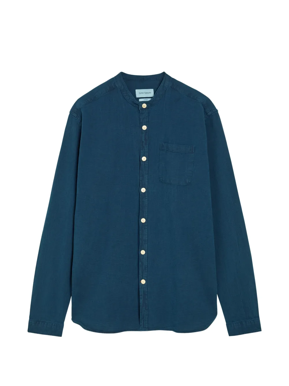 Oliver Spencer Grandad Kildale chest-pocket shirt - Blau