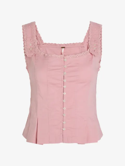 Free People 브리짓 브로드리 앙글레즈 코르셋 탑
