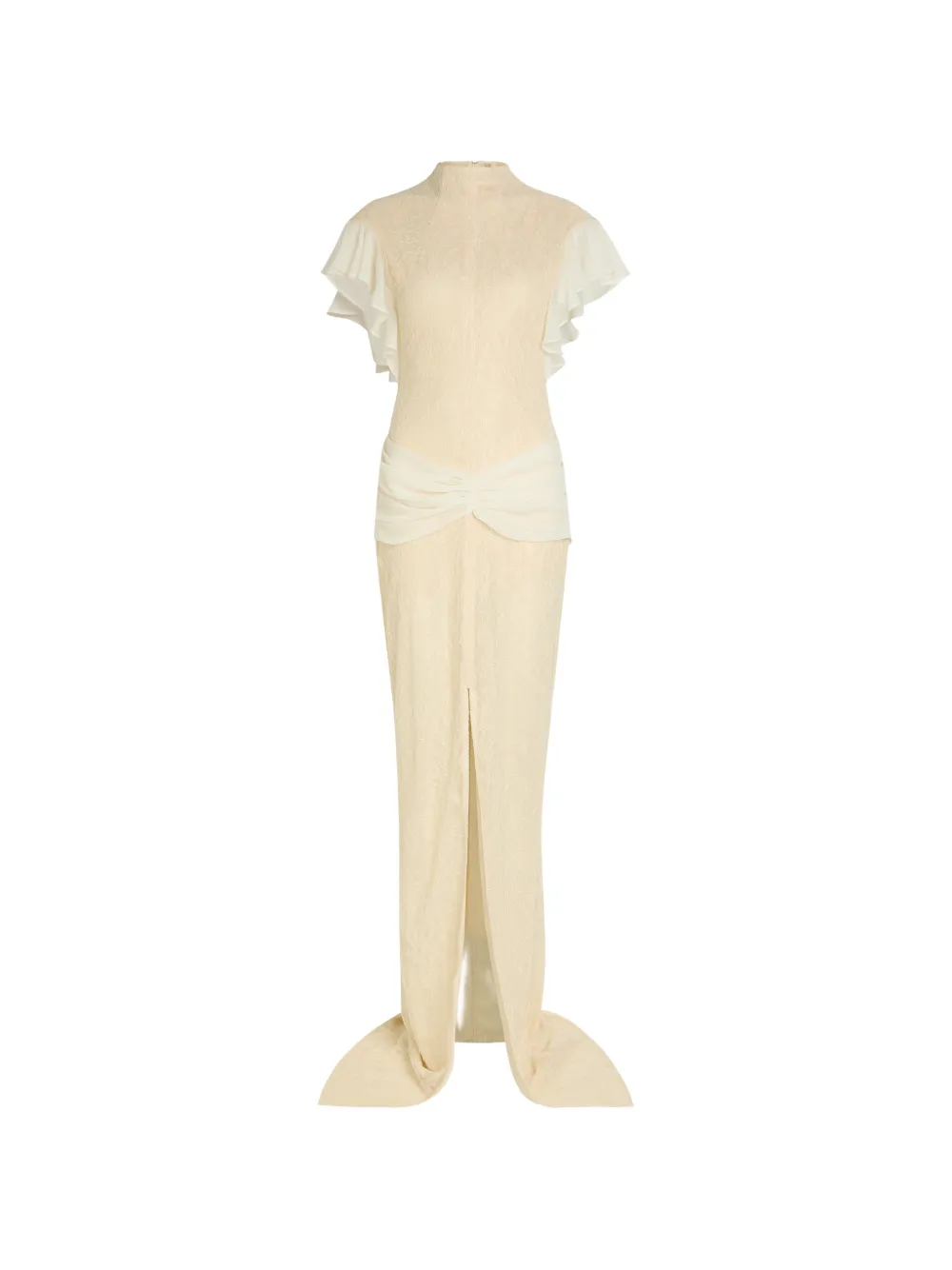 De La Vali Noor ruffled lace-patterned maxi dress - Toni neutri