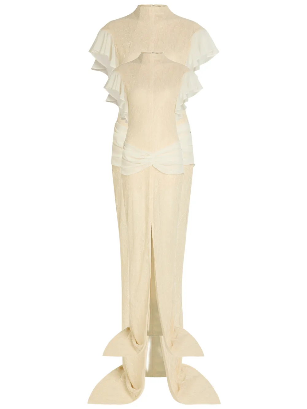 De La Vali Noor ruffled lace-patterned maxi dress - Toni neutri