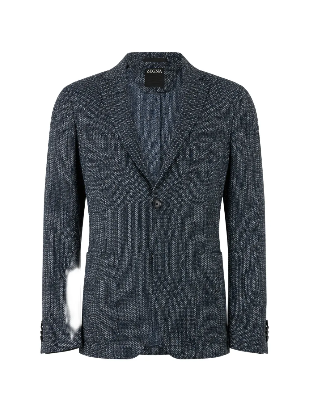 Zegna 텍스처 싱글 브레스티드 블레이저 | 블루 | Image 1