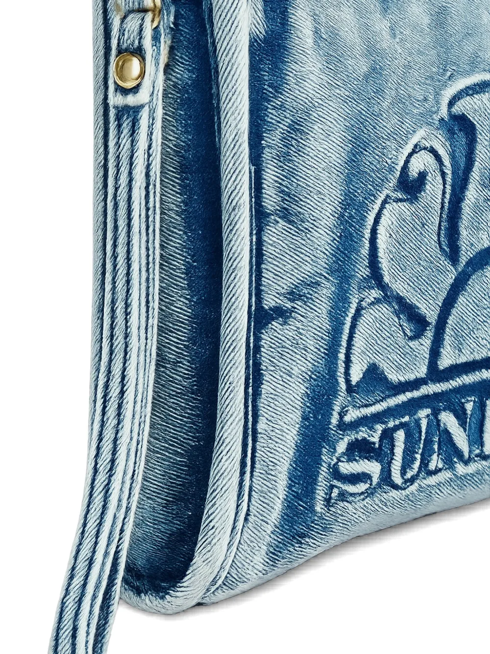 Sundek Clutch met denim-effect en logo-reliëf Blauw