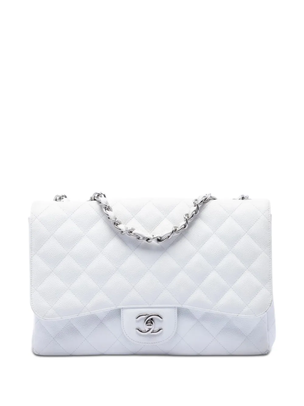 CHANEL Pre-Owned 2009-2010 Jumbo Classic Caviar Single Flap shoulder bag - Weiß