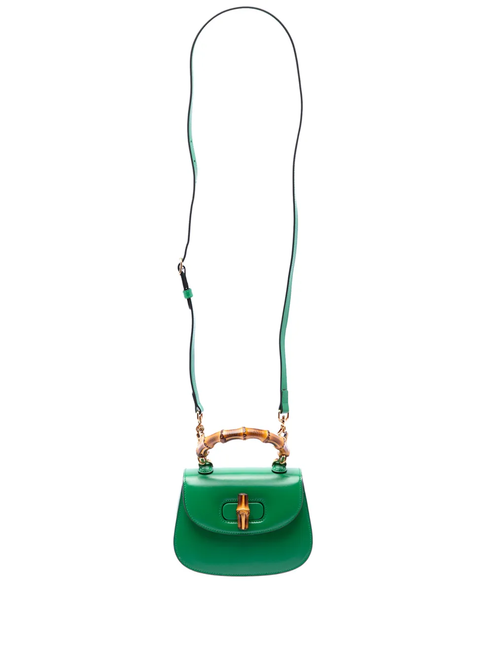 Gucci Pre-Owned 2016-2026 Mini Calfskin 1947 Bamboo Top Handle Bag satchel - Verde