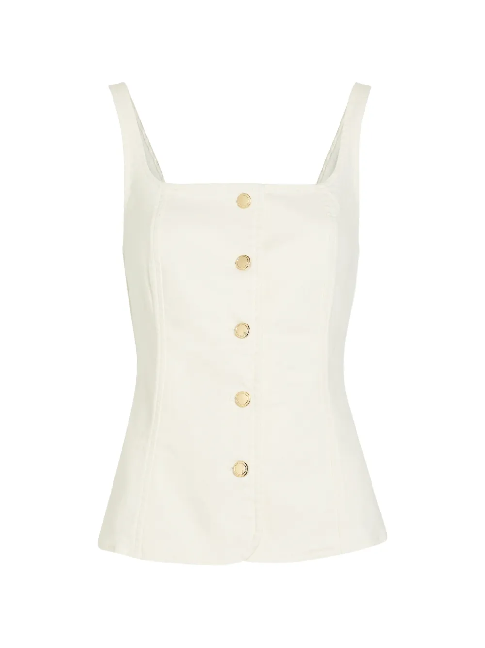 Good American button-up square-neck denim top - Bianco