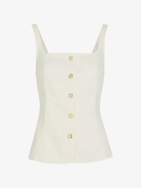Good American button-up square-neck denim top