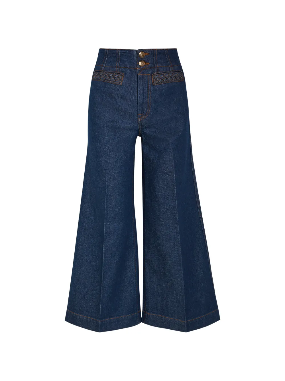 ZIMMERMANN Awaken braided-trim wide-leg jeans - Blu