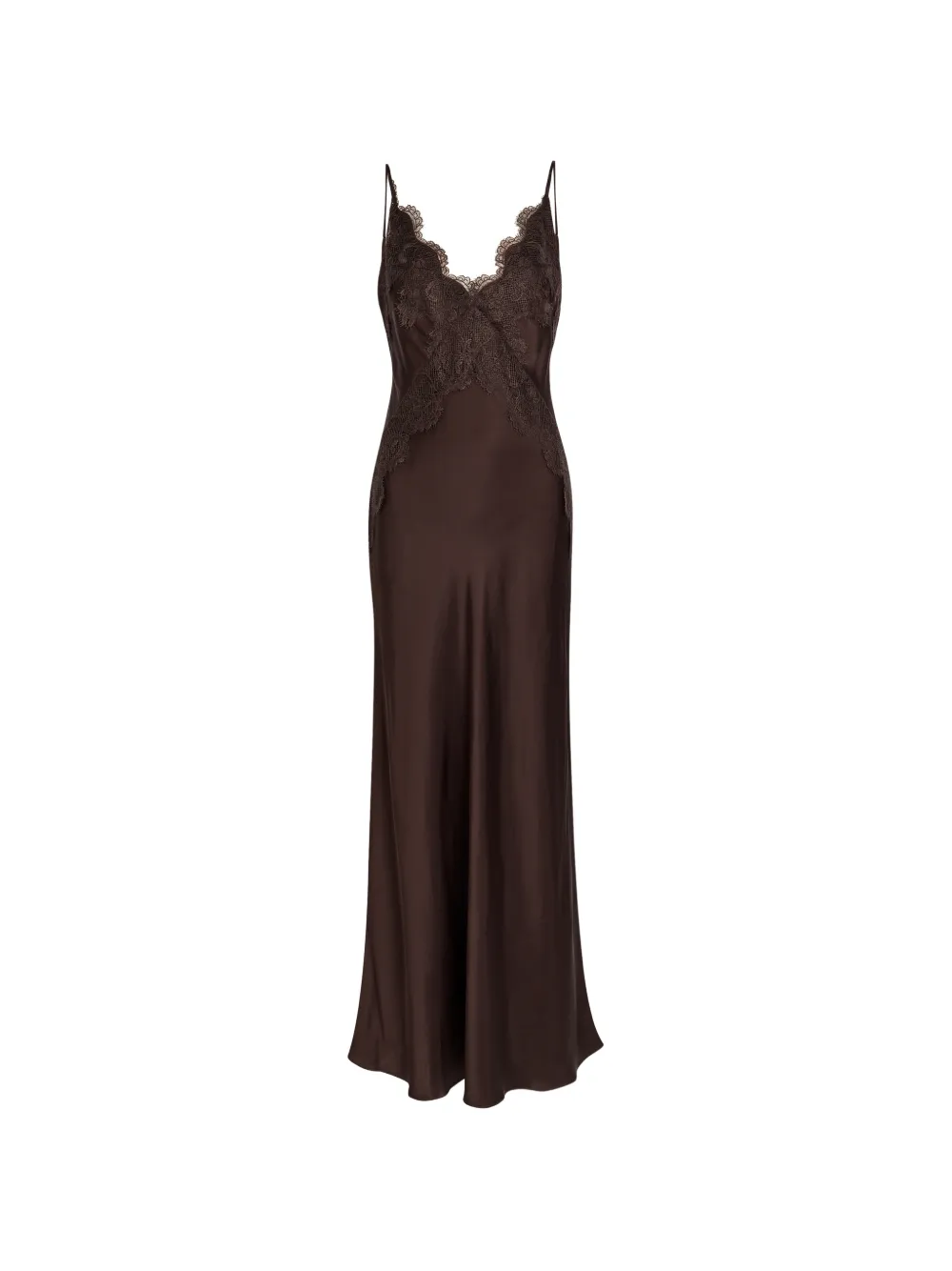 Shona Joy Simona lace-trim slip maxi dress - Marrone