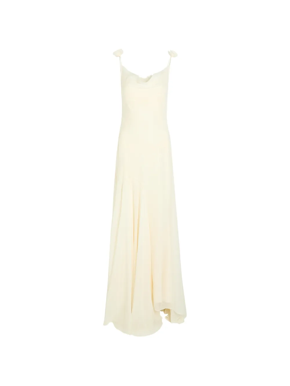 De La Vali Dia lace-trimmed floral-appliqué maxi dress - Toni neutri