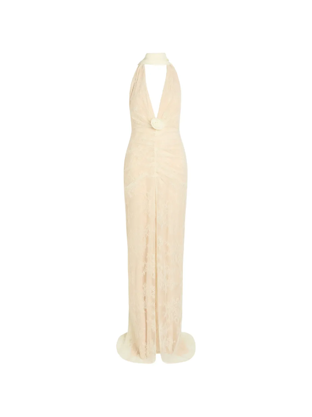 De La Vali Amora lace floral-applique maxi dress - Bianco