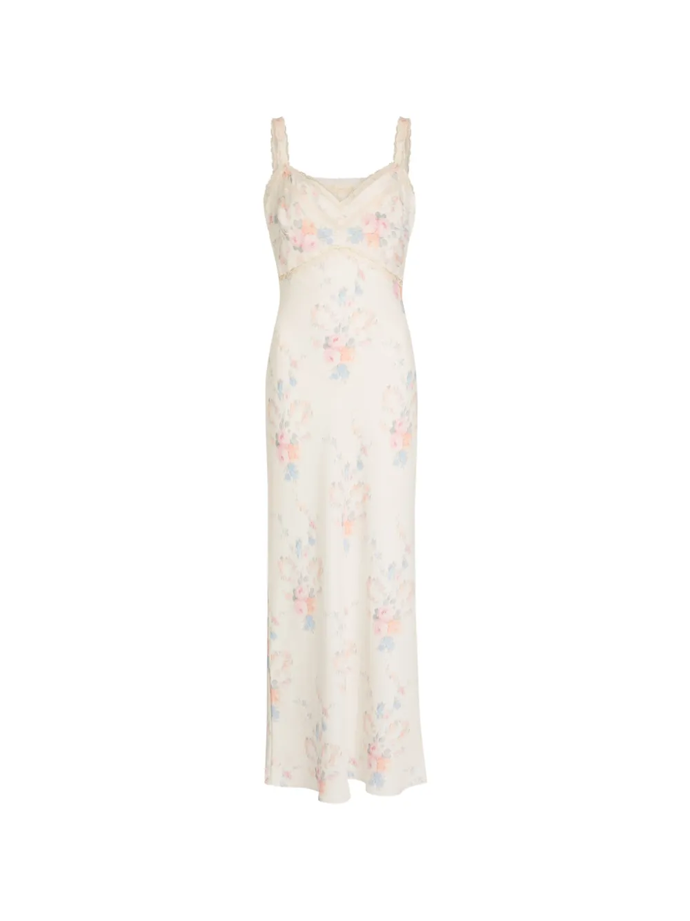 LoveShackFancy Annabeth floral-print lace-trimmed maxi dress - Weiß