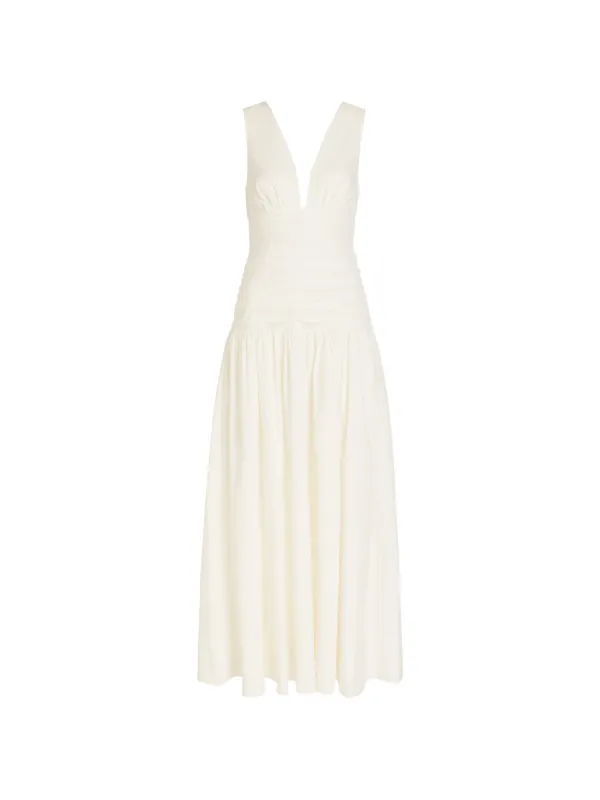shona joy white midi dress white long sleeve formal dresses Shona Joy - La Lune Plunged Long Sleeve Maxi  Dress