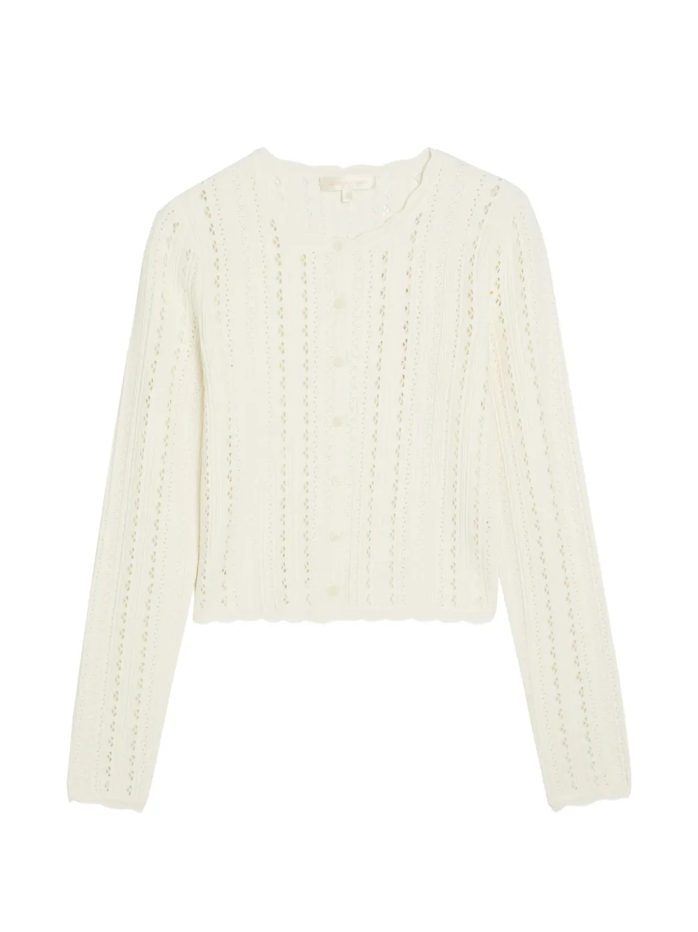 LoveShackFancy pointelle-knit scalloped-edge cardigan - Bianco