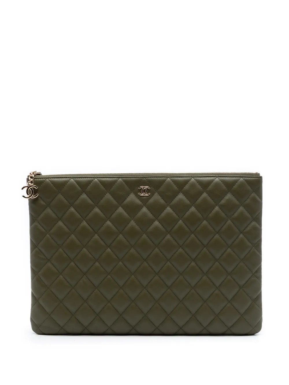CHANEL Pre-Owned 2016-2017 Large Quilted Lambskin Cuba La Habana O Case clutch bag - Verde
