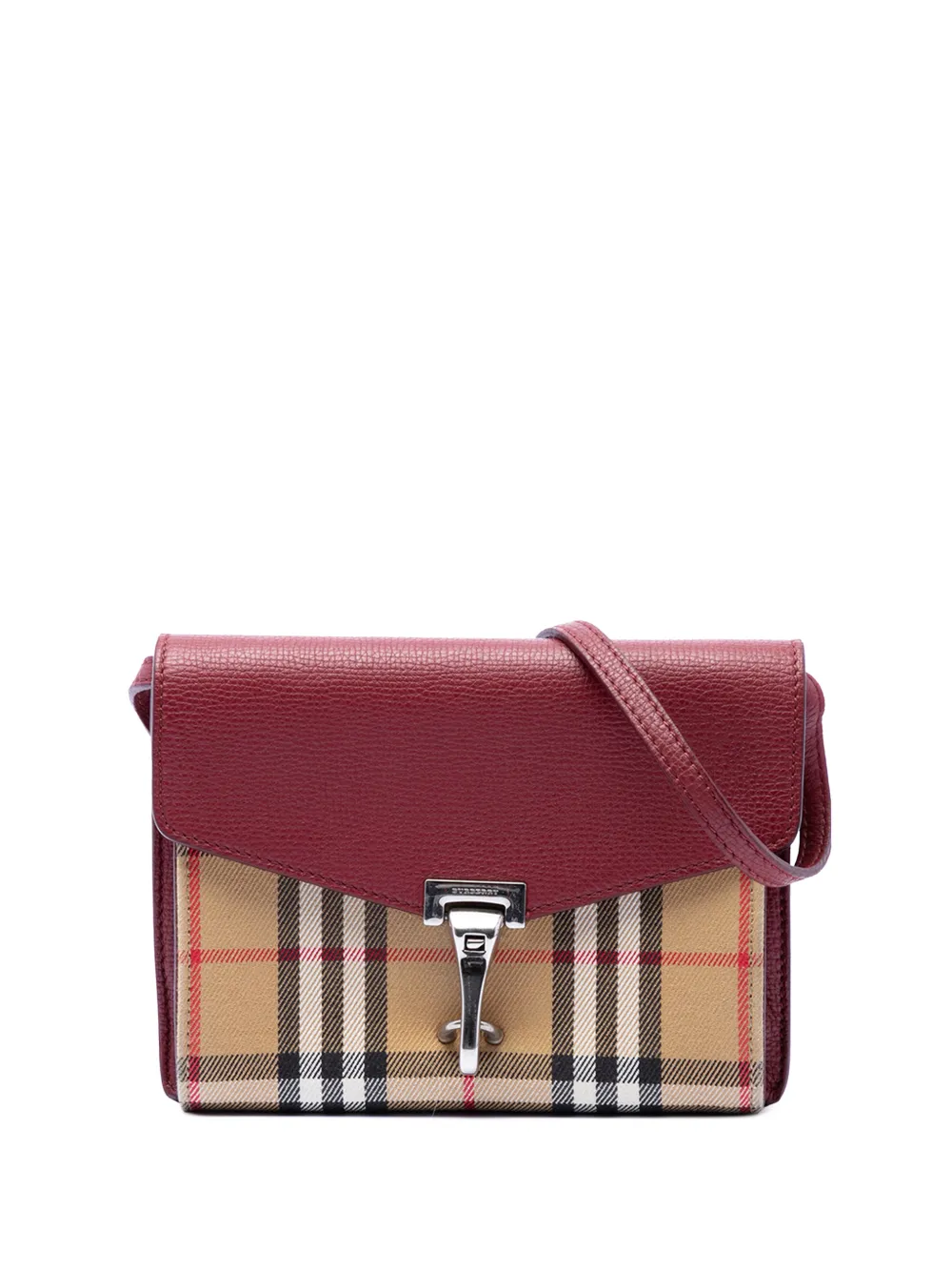 Burberry Pre-Owned 2000-2017 Small Leather and House Check Canvas Derby Macken crossbody bag - Rosso