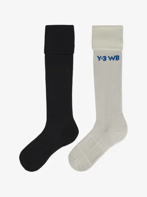 Y-3 x Wales Bonner logo-print knee-high socks (set of two)