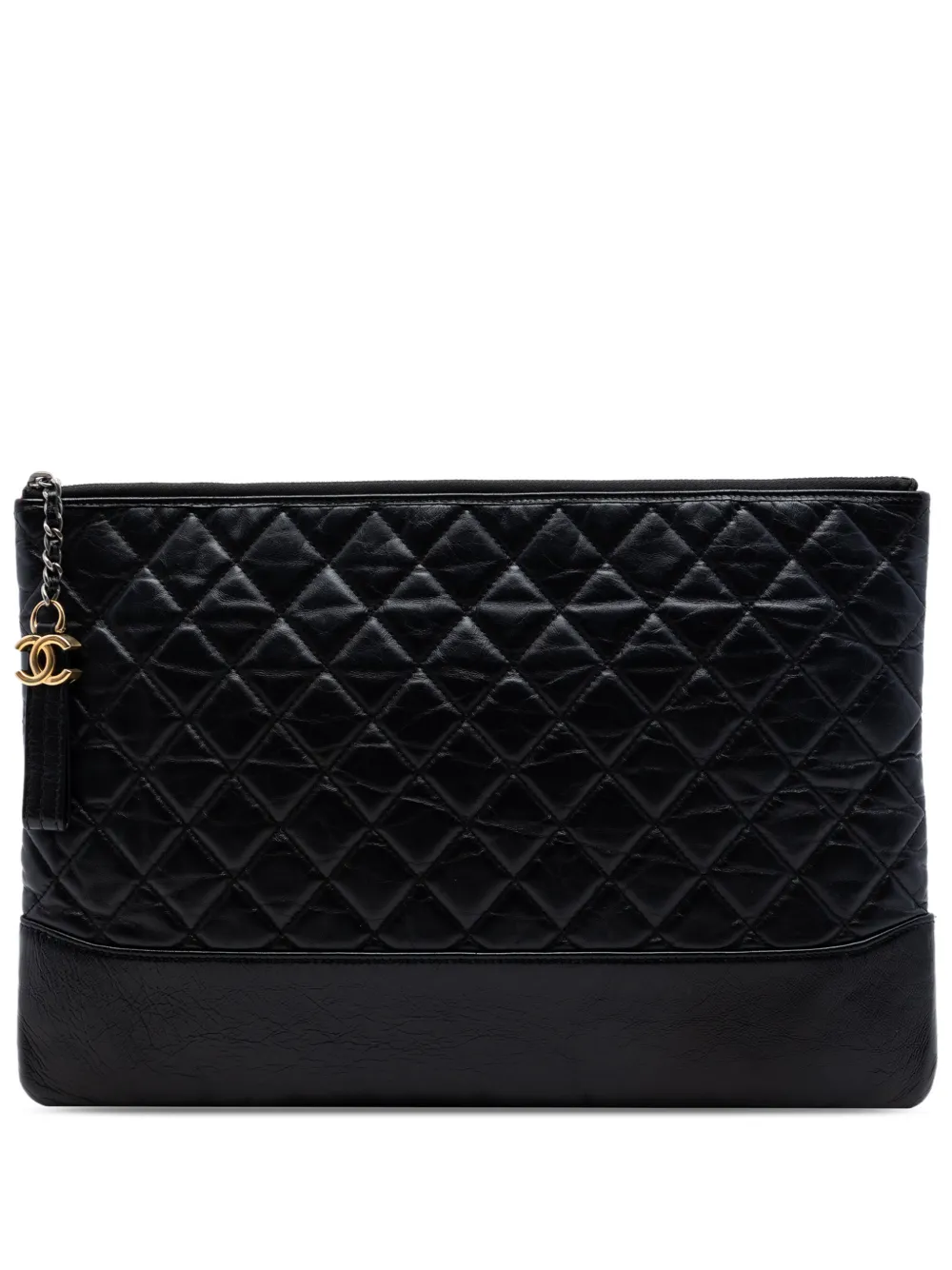 CHANEL Pre-Owned 2017-2018 Large Aged Calfskin Gabrielle O Case clutch bag - Black