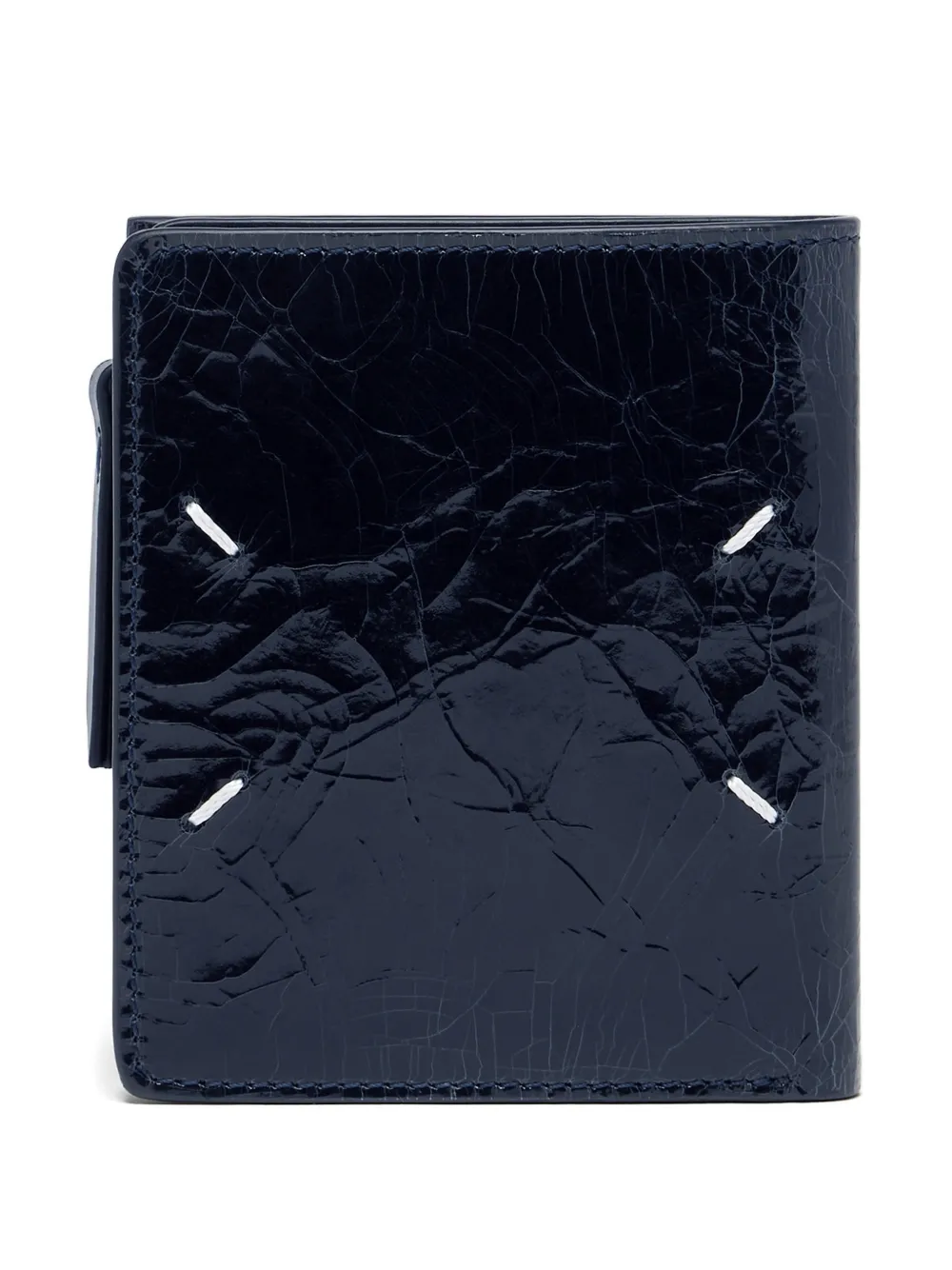 Maison Margiela crackled-leather Four Stitches wallet - Blu