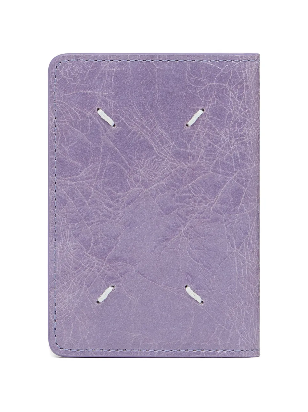 Maison Margiela Four Stitches crackled-effect card holder - Viola